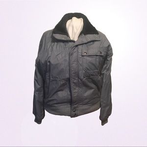 William Barry Gray Nylon Bomber Jacket Full Zip Large Made in USA  MEN Vintage